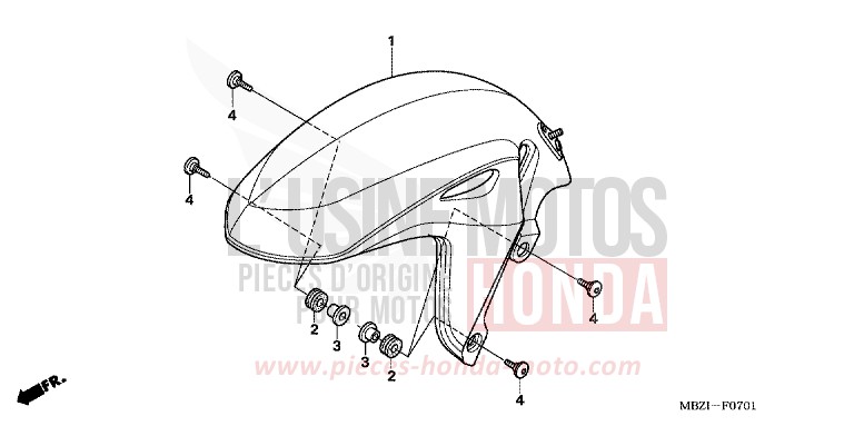 FRONT FENDER (CB600F5/6) for CB600F Hornet INTERSTELLAR BLACK METALLIC (NHA12) from 2005